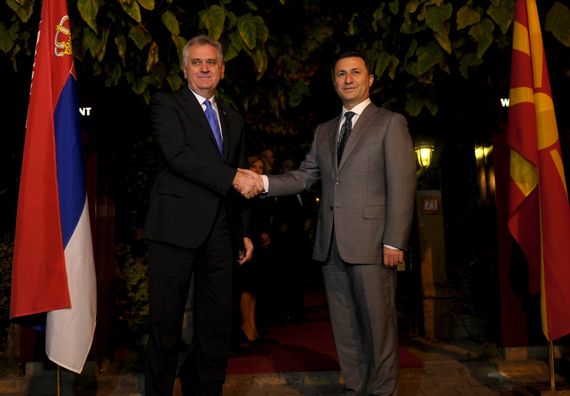 Skoplje 26.10.2012. - Predsednik Nikolić sa makedonskim premijerom Nikolom Gruevskim prilikom posete Makedoniji.