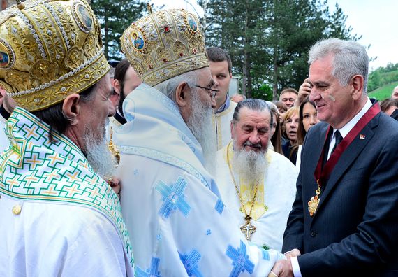 Valjevo, 3.5.2014. god. Predsednik Nikolić u poseti manastiru Ćelije.