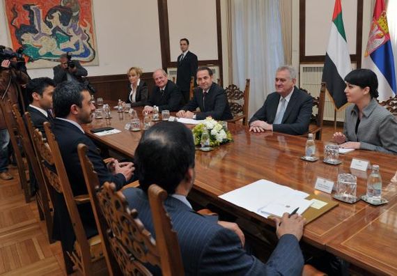 Beograd, 14.3.2014. god. Predsednik Nikolić sa ministrom spoljnih poslova Ujedinjenih Arapskih Emirata.