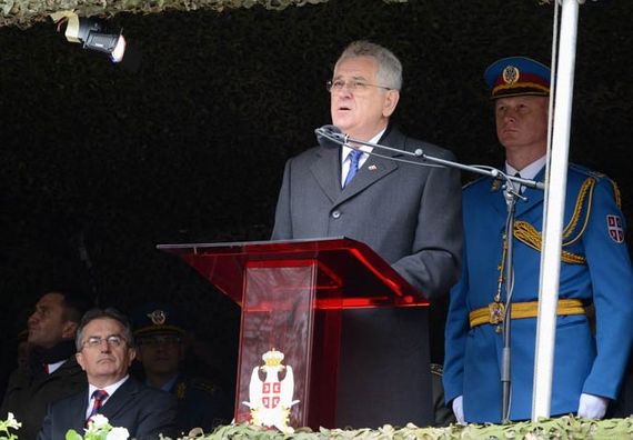 Užice, 16.4.2014. god. Predsednik Nikolić na centralnoj svečanosti uoči Dana Vojske Srbije.