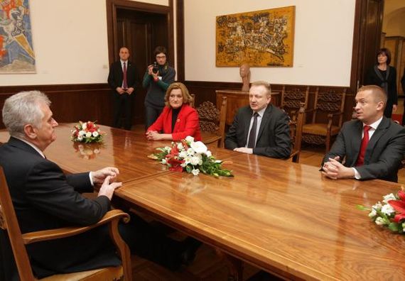 Beograd, 17.4.2014. god. Predsednik Nikolić na konsultacijama sa predstavnicima izbornih lista.