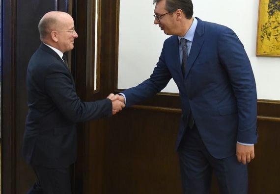 Predsednik Vučić sa  specijalnim izaslanikom Ministarstva spoljnih poslova Nemačke za Jugoistočnu Evropu Kristijanom Helbahom