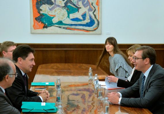 Sastanak predsednika Vučića sa članom Odbora za spoljne poslove, odbranu i oružane snage Senata Francuske Olivijeom Kadikom, Foto Tanjug, Rade Prelić