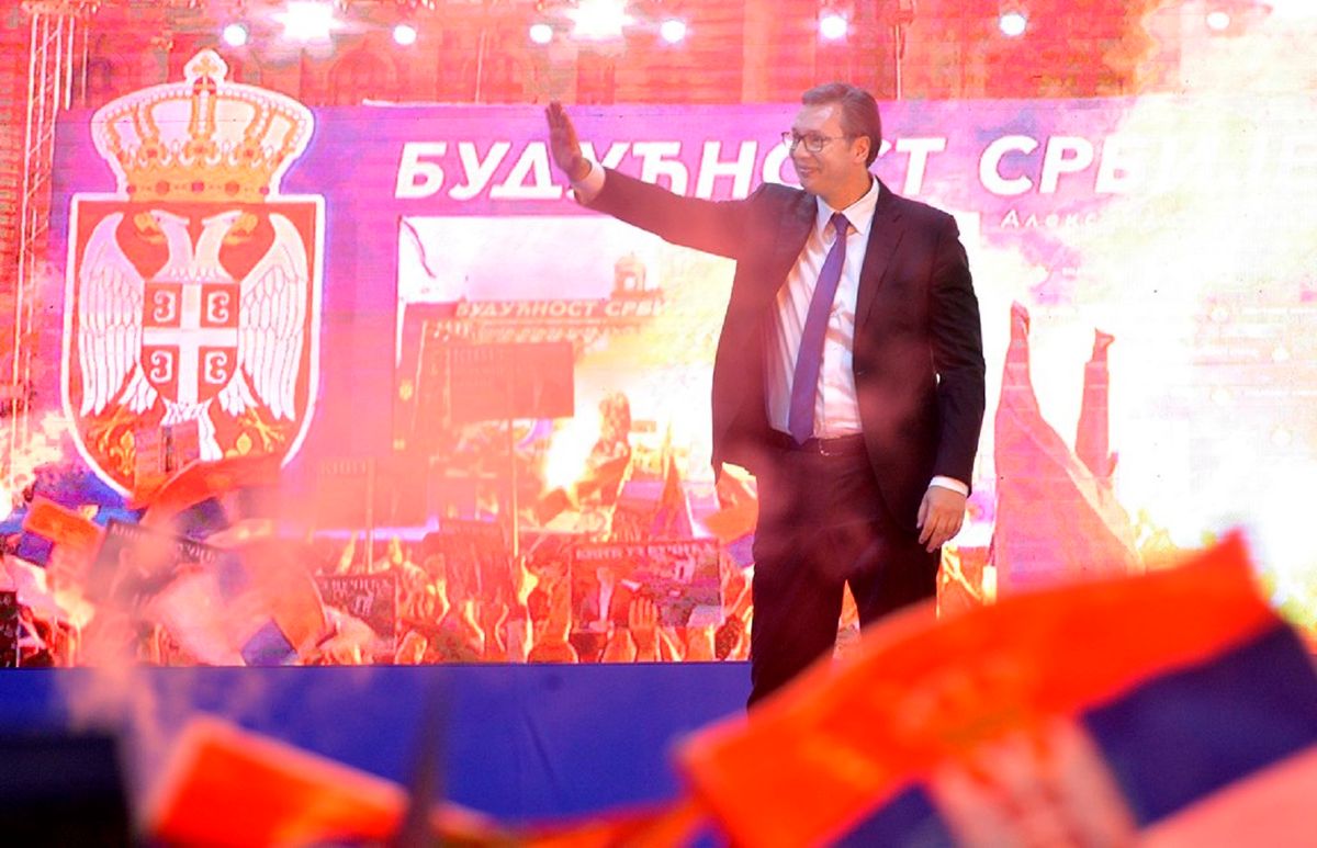 Обраћање председника Вучића на скупу у Београду, у оквиру кампање 