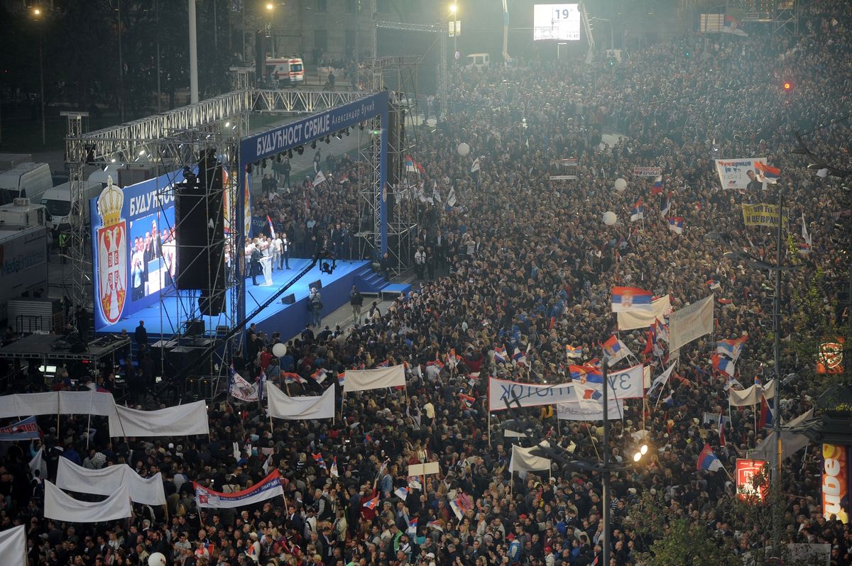 Obraćanje predsednika Vučića na skupu u Beogradu, u okviru kampanje 