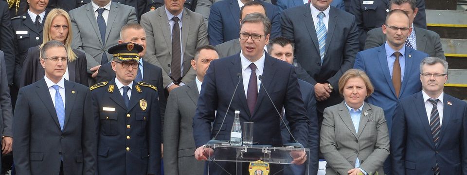 Predsednik Vučić na svečanoj promociji polaznika Centra za osnovnu policijsku obuku i diplomiranih studenata Kriminalističko policijskog univerziteta