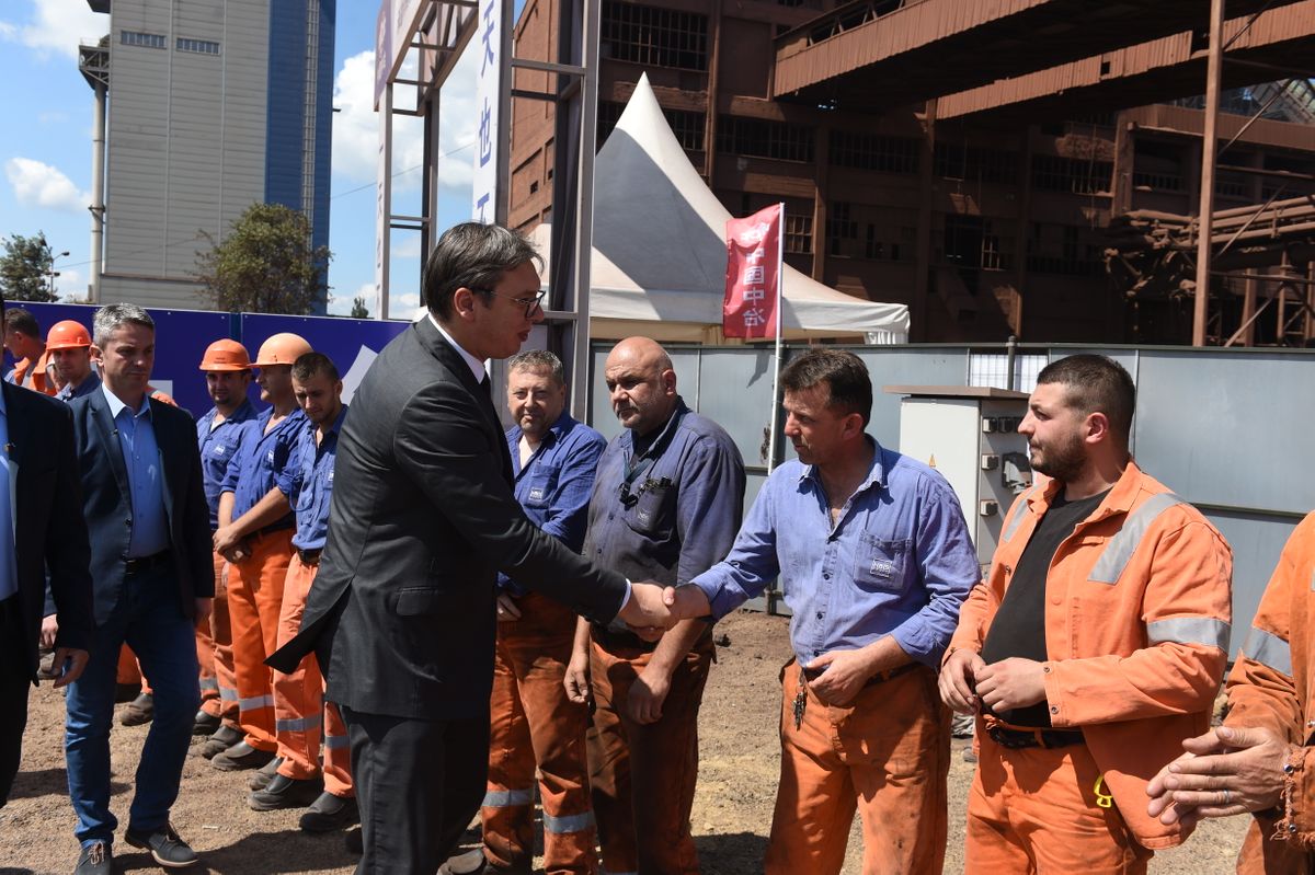 President Vučić at the ground-breaking ceremony for the construction of the new plant facility Aglomeracija of the company HBIS GROUP Serbia