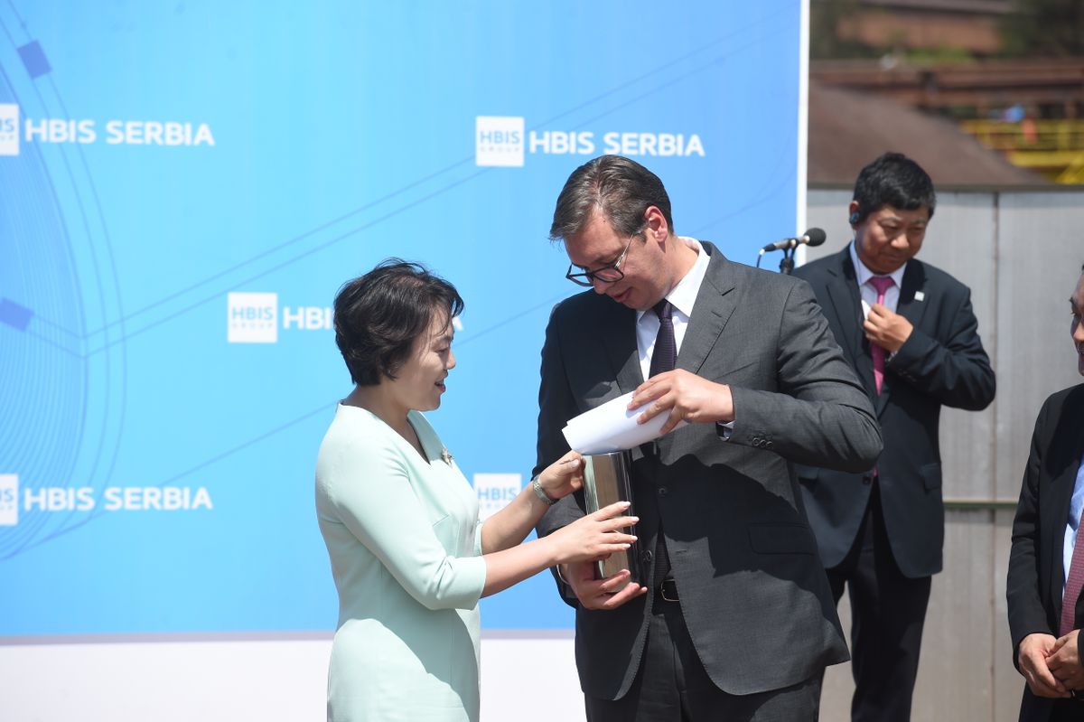 President Vučić at the ground-breaking ceremony for the construction of the new plant facility Aglomeracija of the company HBIS GROUP Serbia