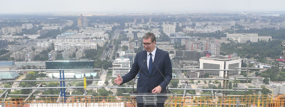 Predsednik Vučić prisustvovao ceremoniji obeležavanja završetka radova na konstrukciji Kule Beograd