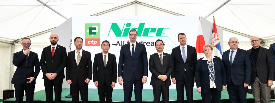 Председник Вучић присуствовао церемонији полагања камена темељца за изградњу фабрике електричних мотора јапанске групације NIDEC