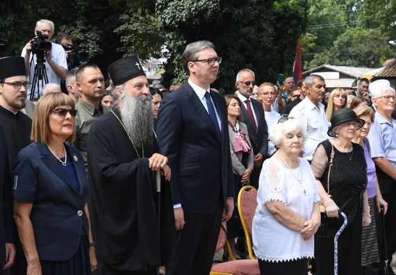 Predsednik Vučić na ceremoji obeležavanja početka izvođenja mera zaštite na Centralnoj kuli Memorijalnog centra "Staro sajmište"