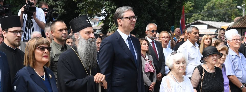 Predsednik Vučić na ceremoji obeležavanja početka izvođenja mera zaštite na Centralnoj kuli Memorijalnog centra "Staro sajmište"