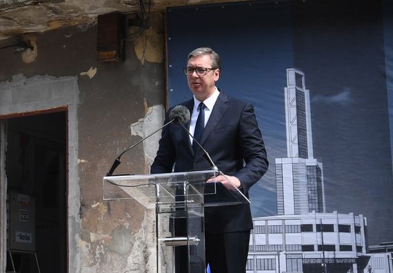 Predsednik Vučić na ceremoji obeležavanja početka izvođenja mera zaštite na Centralnoj kuli Memorijalnog centra 