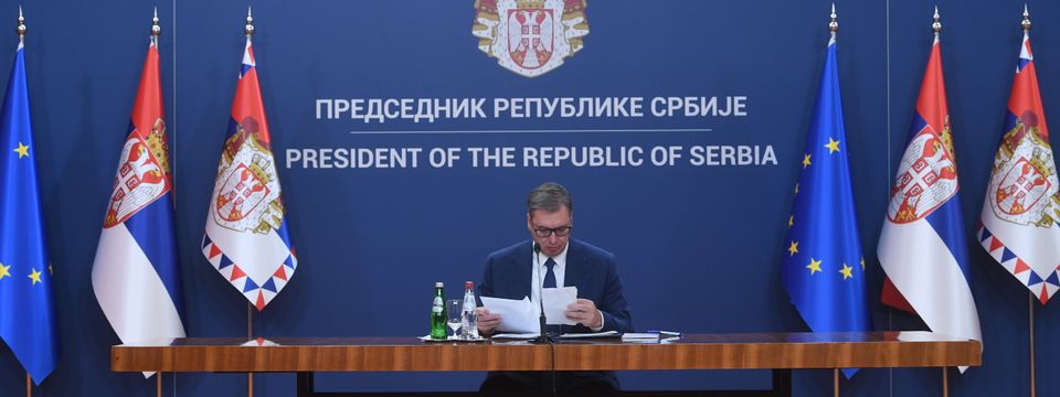 Obraćanje predsednika Vučića nakon sastanka sa predstavnicima Srba sa KiM