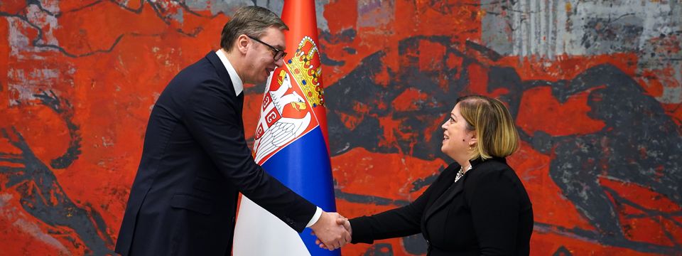 Predsednik Vučić primio akreditivna pisma novoimenovene ambasadorke Republike Grčke
