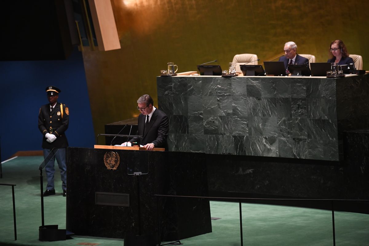 Obraćanje predsednika Vučića učesnicima 78. zasedanja Generalne skupštine Ujedinjenih nacija